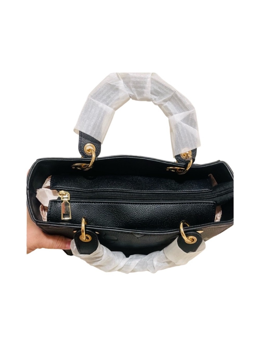 Black Embossed FAUX Leather Satchel with Wallet FINAL PRICE DROP - Picture 4 of 8